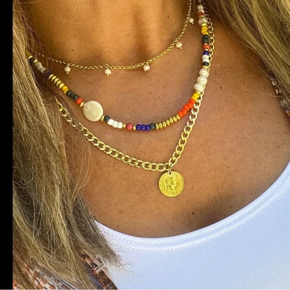 New Mayamar Colorful Beaded Necklace with fresh water pearls - Picture 7 of 8